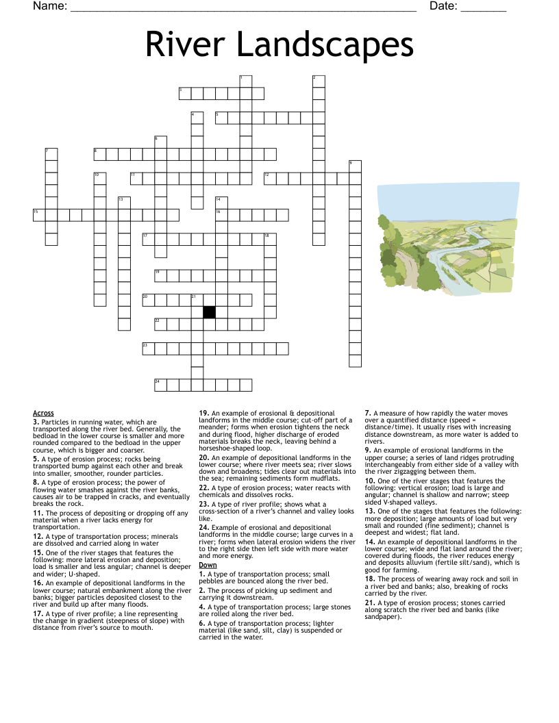 River Landscapes And Processes Crossword WordMint