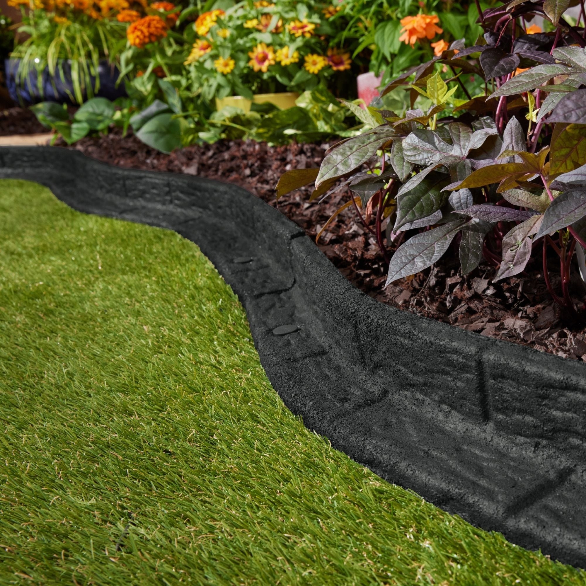 Rubberific 4 ft X 3 in Black Rubber Landscape Edging Section LRE4BK At Lowes