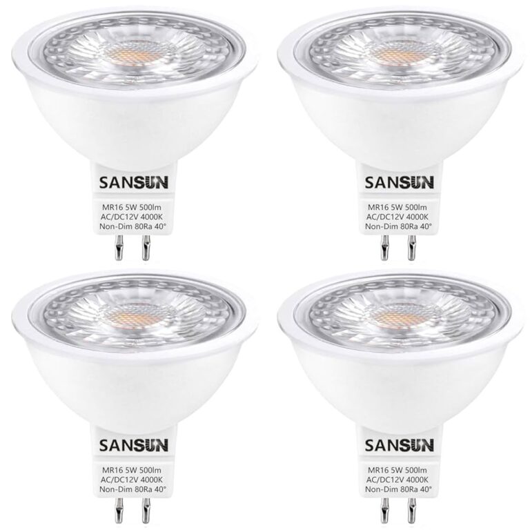SANSUN 5W MR16 LED Landscape Light Bulbs Low Voltage 12V 50W Halogen Replacement For Outdoor Landscape Spotlight And Track Light GU5 3 Bi Pin Base Daylight White 4000K Non Dimmable Pack Of 4 Amazon