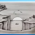 Simple Landscape Drawing Easy Scenery Drawing Tutorial YouTube