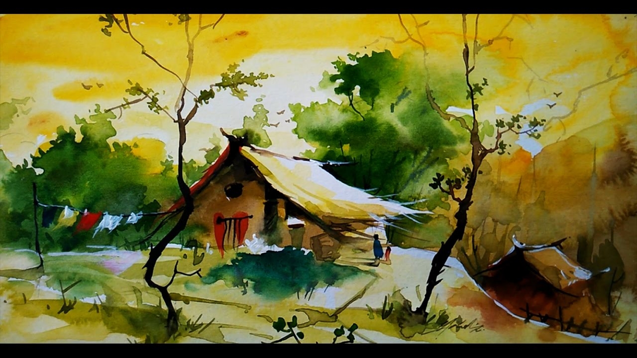 Simple Water Color Landscape For Beginners By Paintlane YouTube