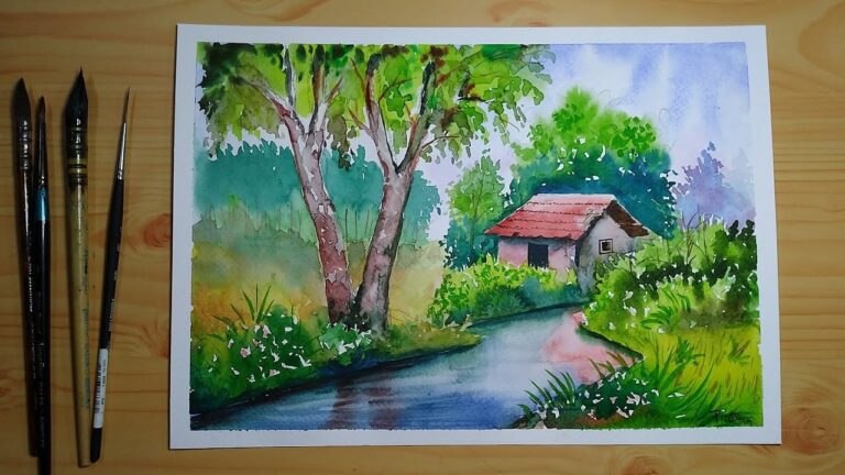 Simple Watercolor Landscape Painting For Beginners YouTube