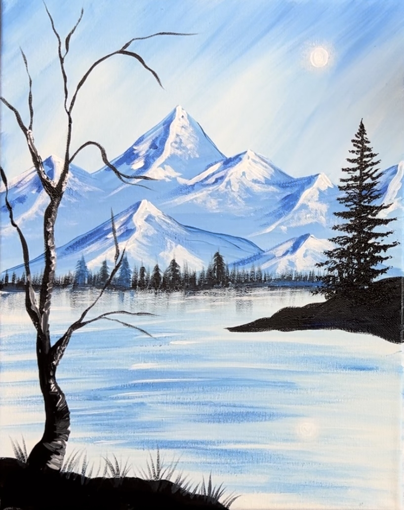 Snowy Mountain Scene Acrylic Painting Tutorial Tracie Kiernan Step By Step Painting