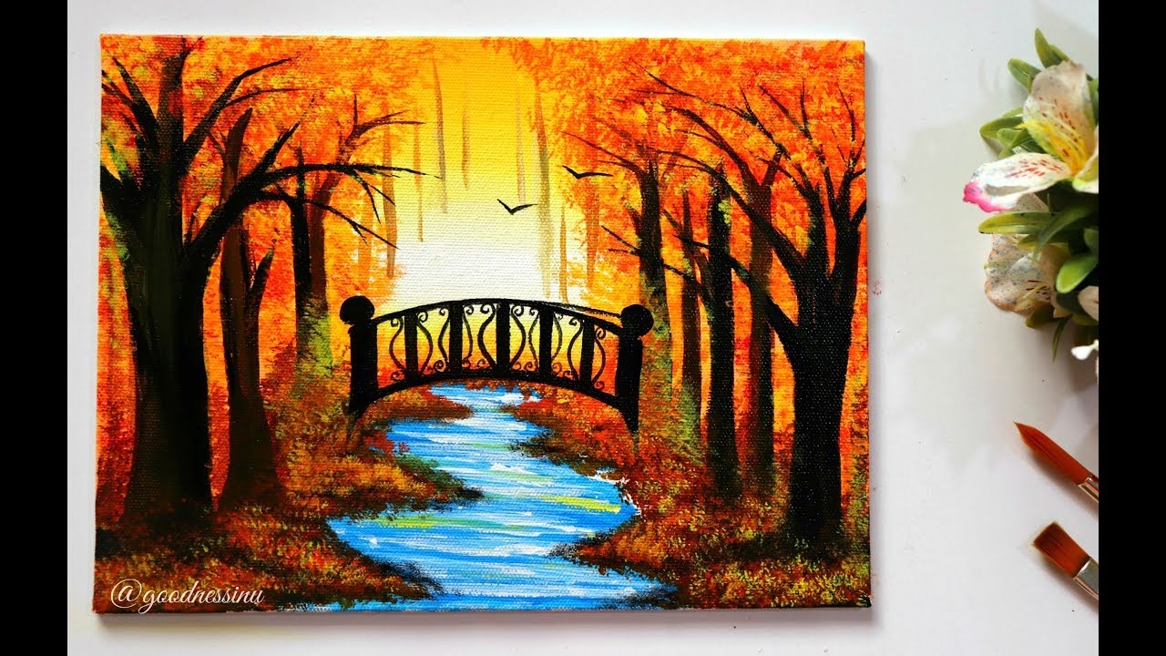 STEP By STEP Autumn Landscape Painting Tutorial For Beginners YouTube