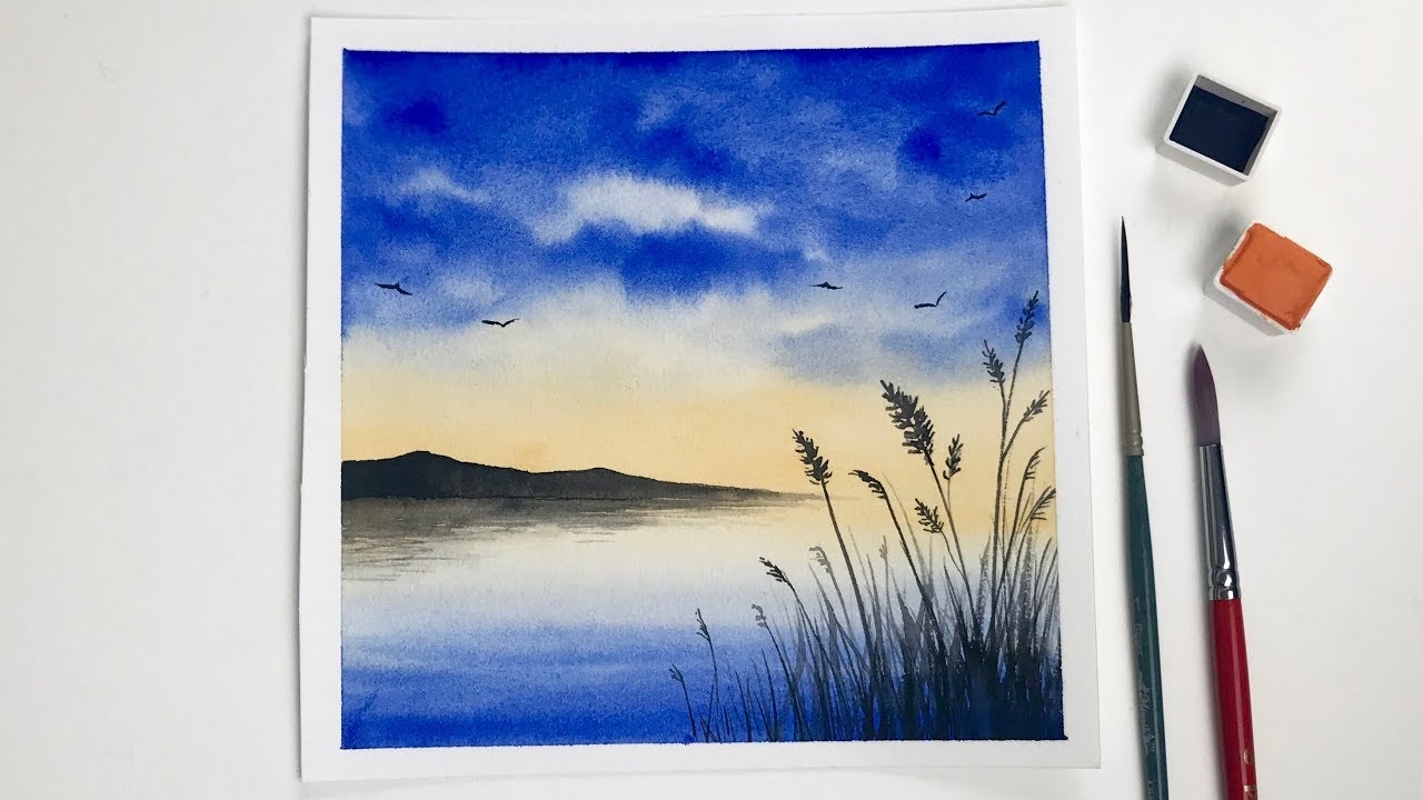 Step By Step Watercolor Painting For Beginners Simple Watercolor Landscape Painting YouTube