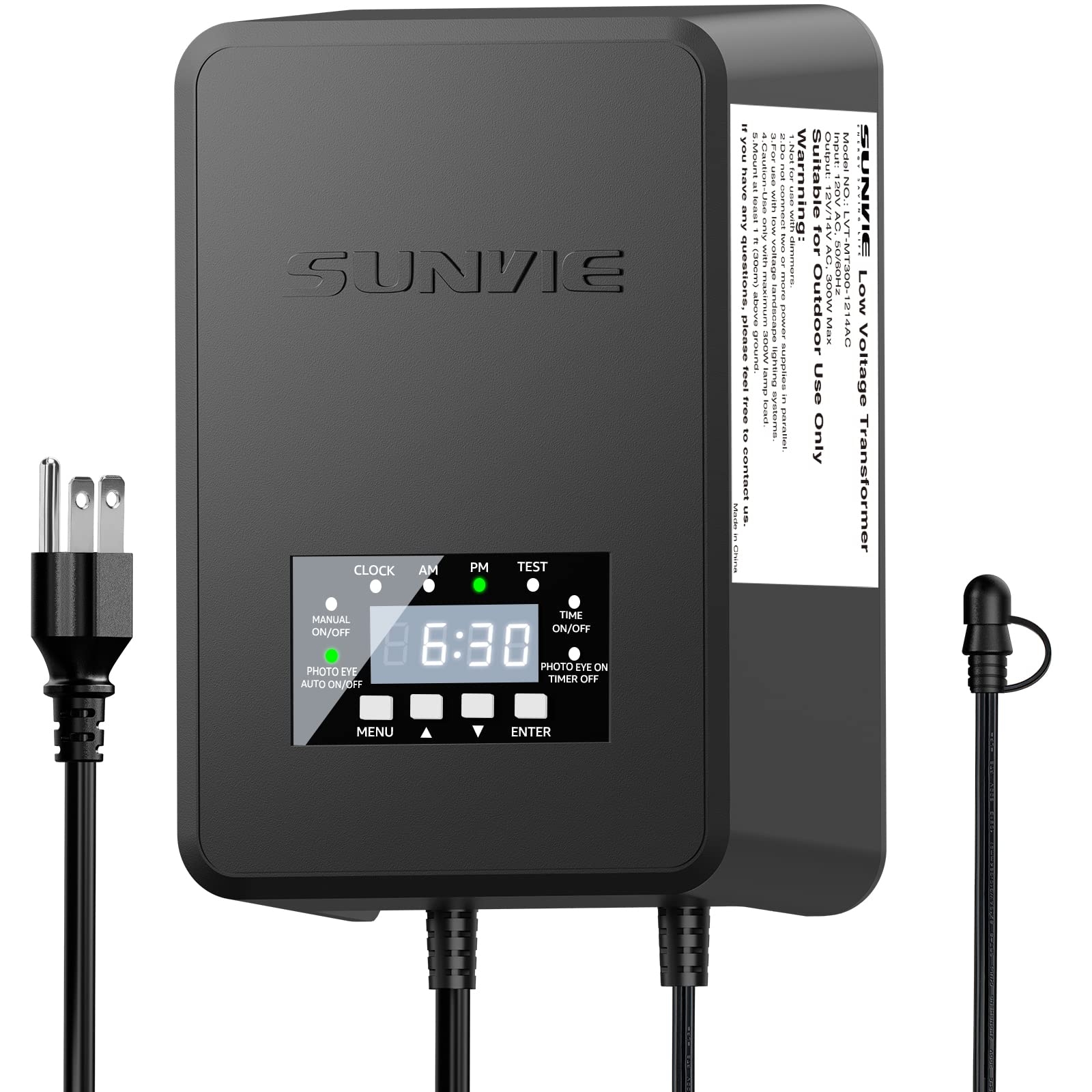 SUNVIE 200W Landscape Lighting Transformer Outdoor Low Voltage Landscape Transformer With Timer And Photocell Sensor Waterproof 120V To 12V 14VAC Low Voltage Transformer For Landscape Garden Lights Amazon