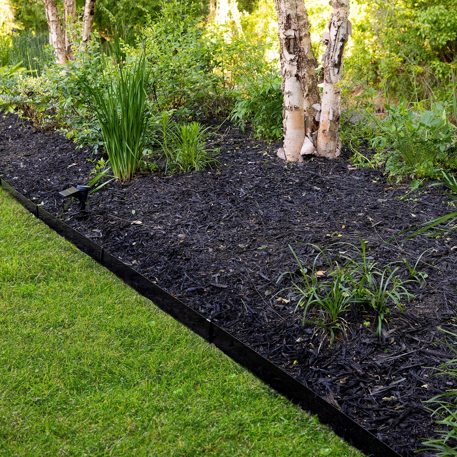 Tie Down 0 75 ft X 3 in Steel Landscape Edging 4 Pack Black Steel Landscape Edging Section In The Landscape Edging Department At Lowes