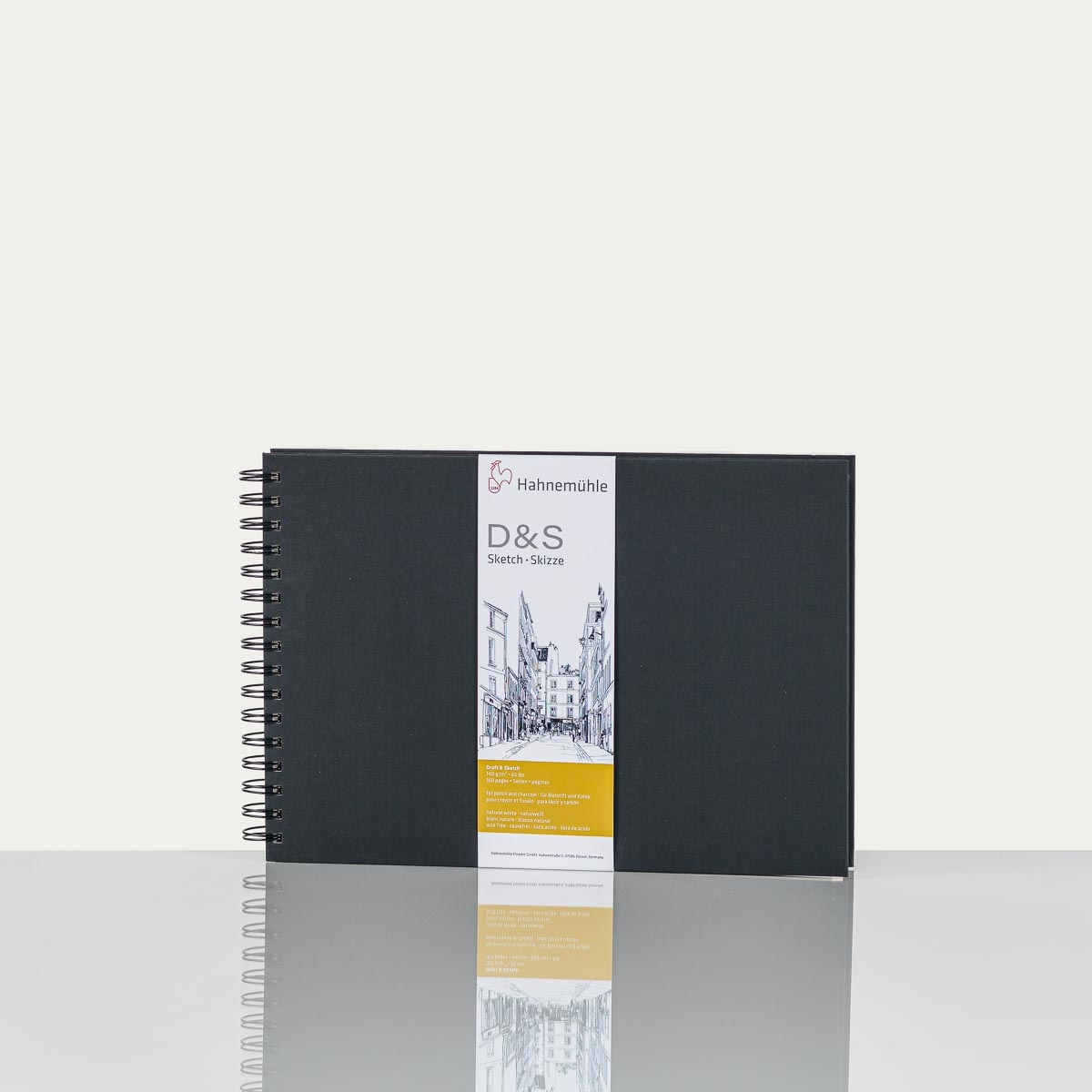 Traditional Hahnemuhle SketchBook D S Black 140gsm DIN A4 Landscape 80 Sheets 