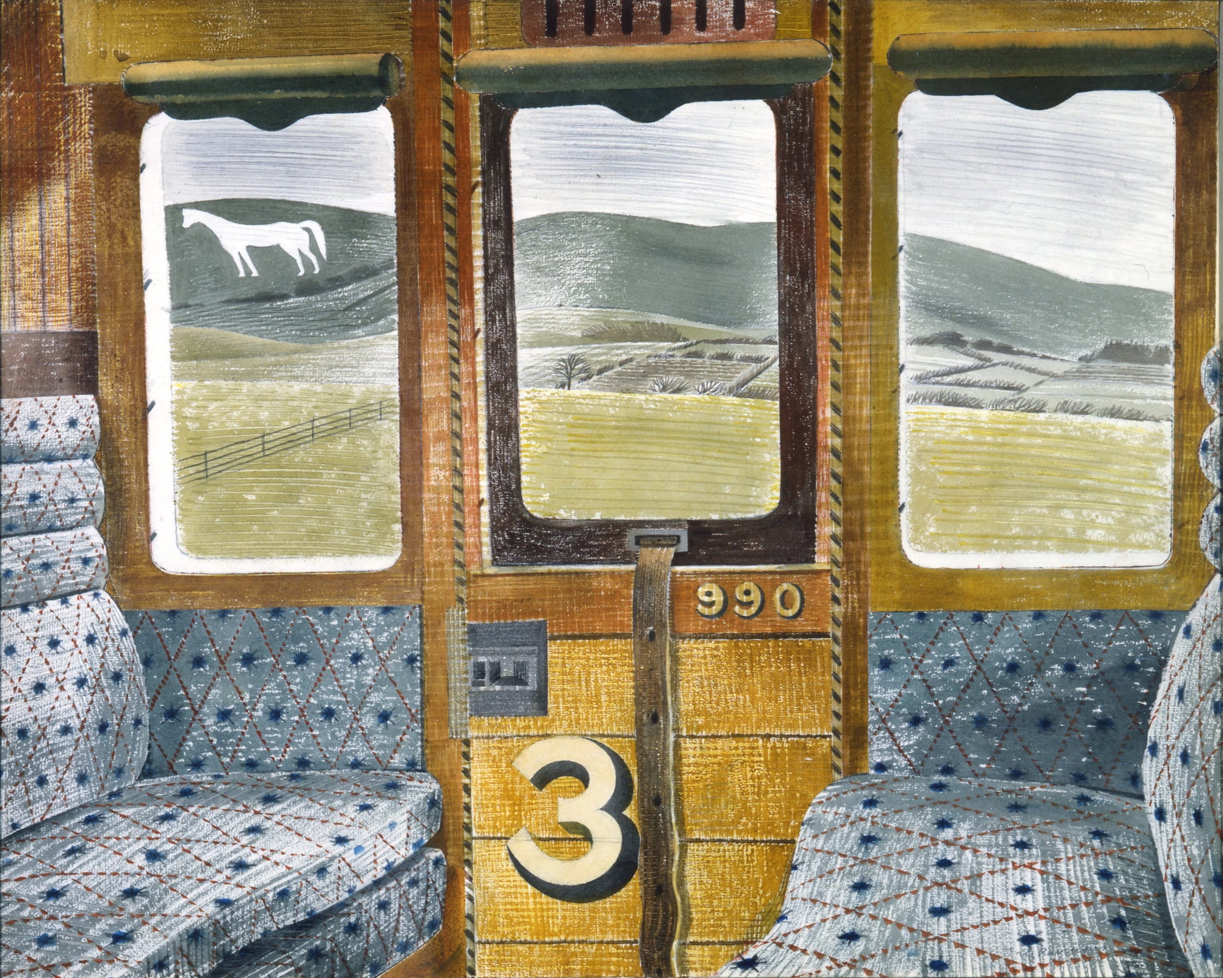 Train Landscape 3rd Class Carriage Salisbury Plain Landscape By Eric Ravilious Print Poster Etsy