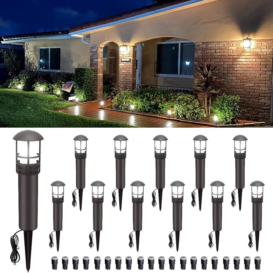 VOLISUN Outdoor LED Landscape Lighting 12 Pack 3W 12V Low Voltage Pathway Lights Outdoor Waterproof Garden Lights Aluminum Housing ETL Listed CRI 90 5000K Cool White For Driveway Sidewalk Amazon
