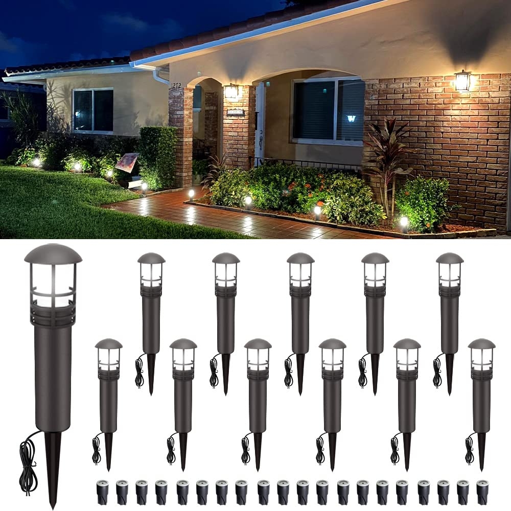 VOLISUN Outdoor LED Landscape Lighting 12 Pack 3W 12V Low Voltage Pathway Lights Outdoor Waterproof Garden Lights Aluminum Housing ETL Listed CRI 90 5000K Cool White For Driveway Sidewalk Amazon