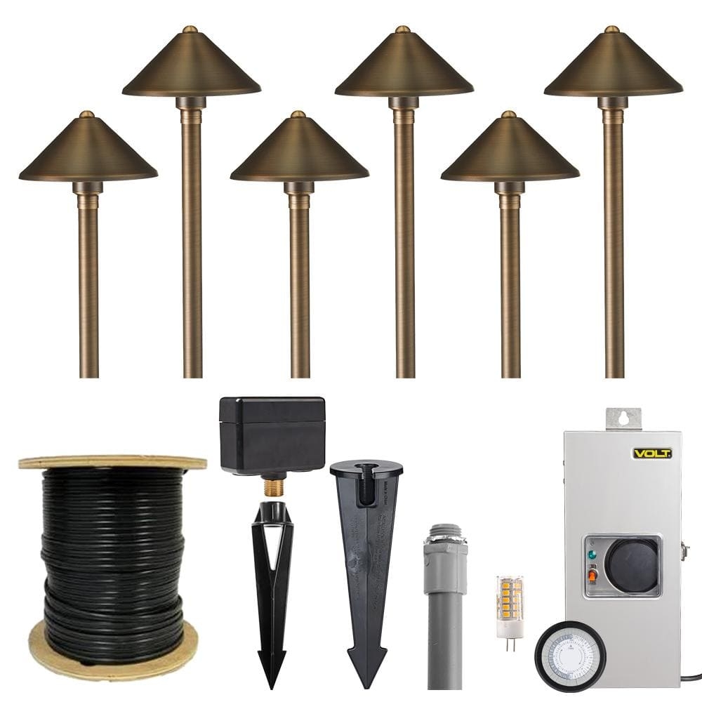 VOLT Low Voltage Cast Brass Conehead Bronze Path Light Kit 6 Pack BDL HD KIT1 The Home Depot