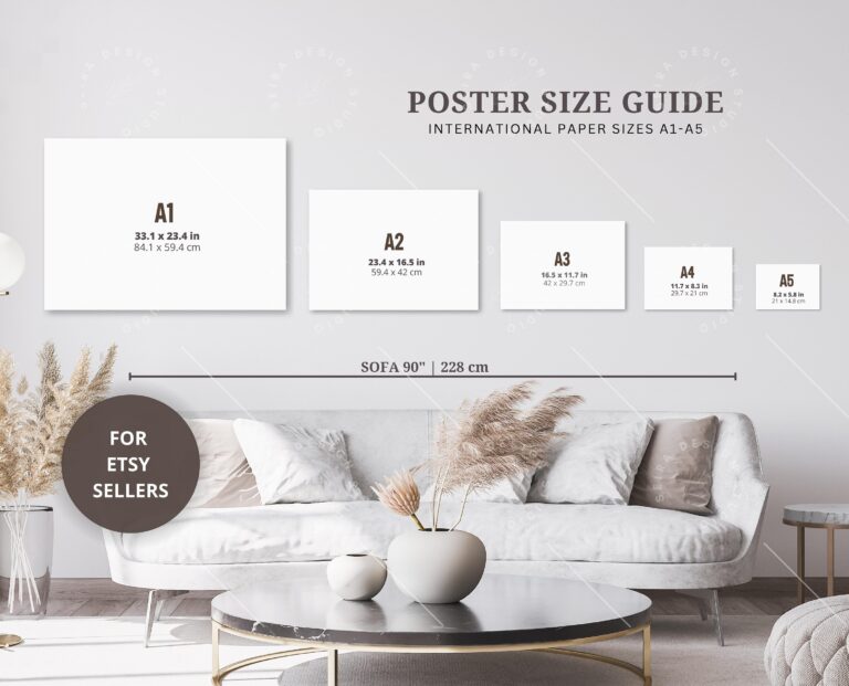 Wall Art Size Guide A1 A5 Landscape JPG Digital Download Etsy