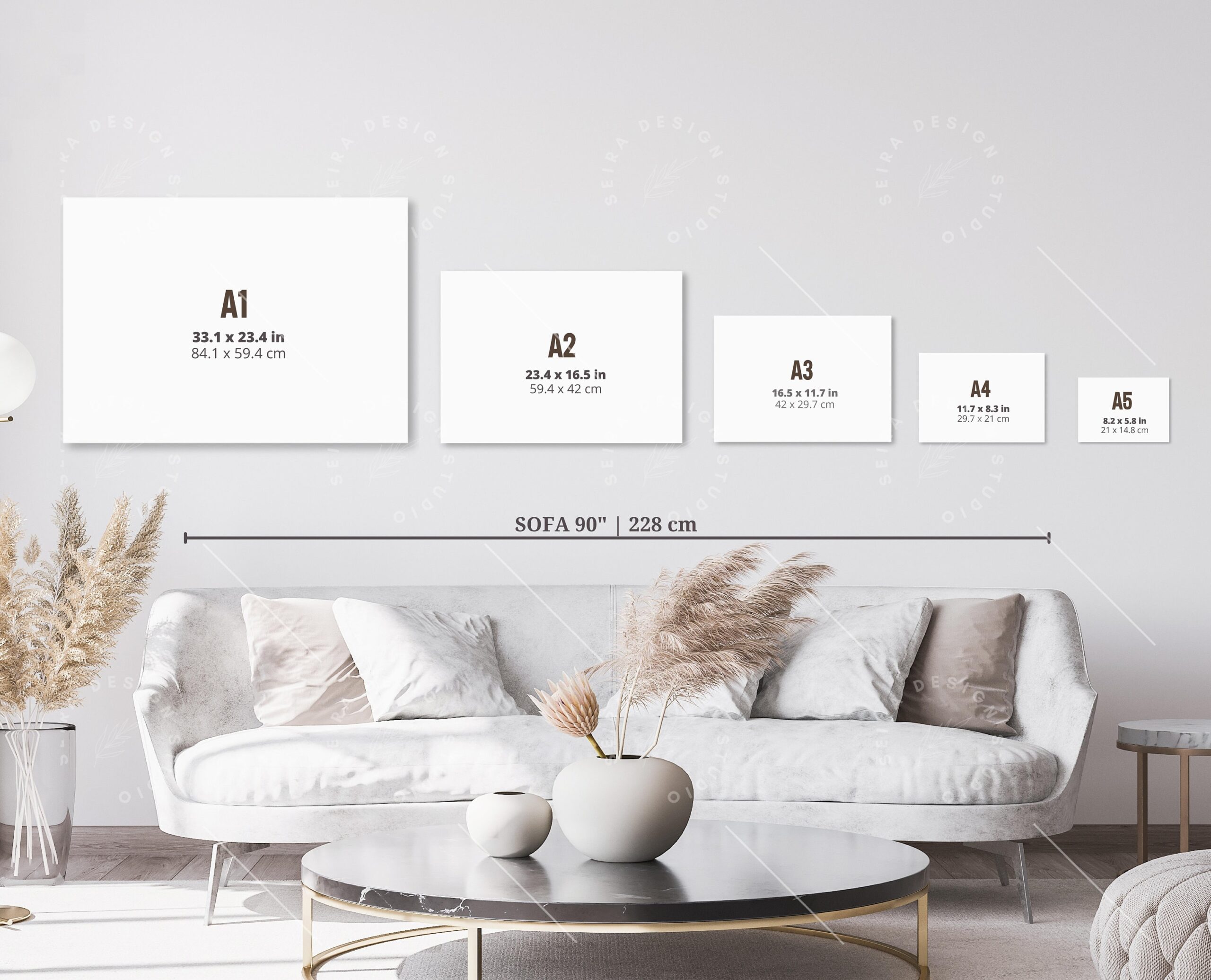 Wall Art Size Guide A1 A5 Landscape JPG Digital Download Etsy