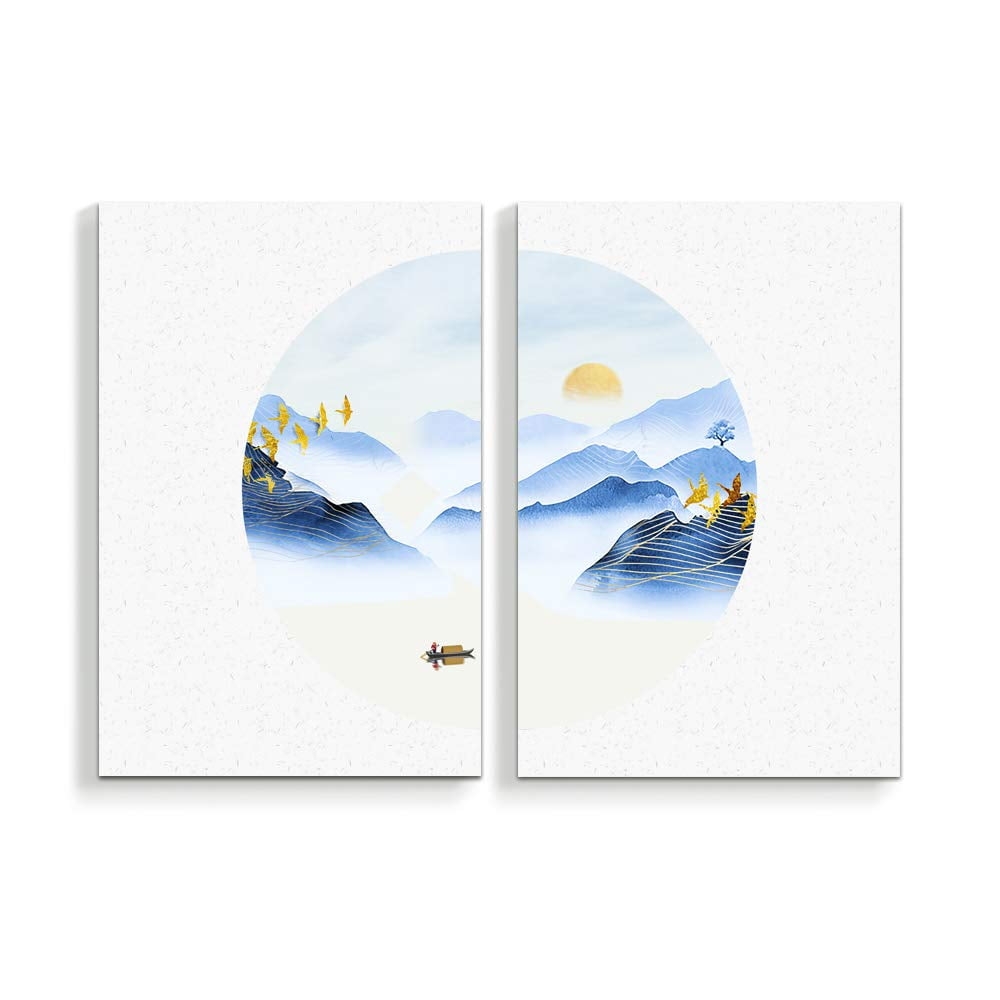 Wall26 2 Panel Canvas Wall Art Chinese Traditional Landscape Painting Home Wall Decorations For Bedroom Living Room Paintings Canvas Prints Framed 16 quot x24 quot X 2 Panels Walmart