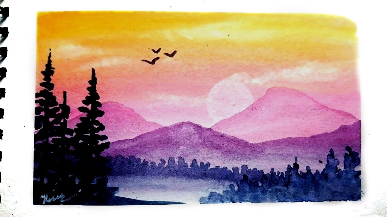 Watercolor Landscape Painting Tutorial Easy YouTube