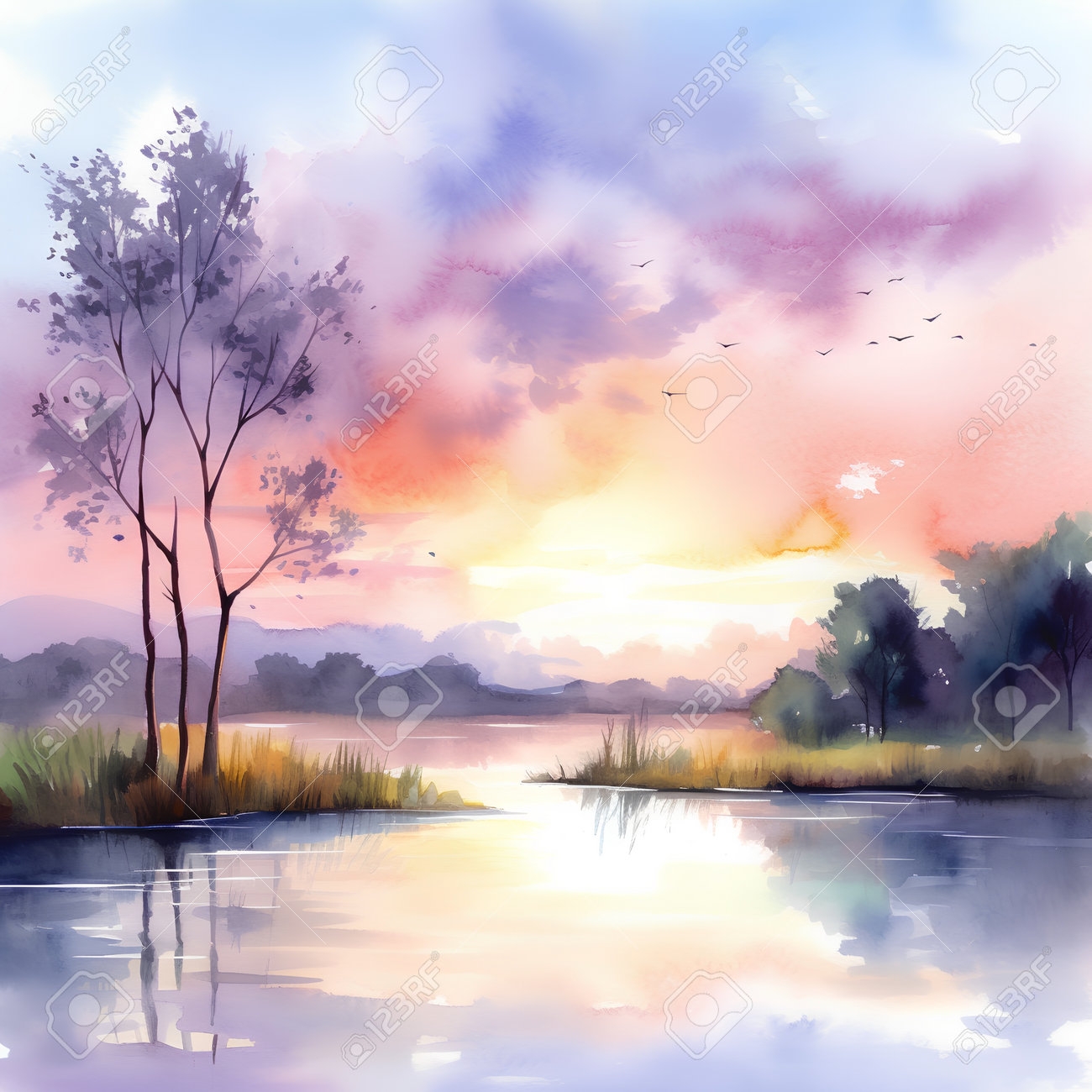 watercolor painting landscape
