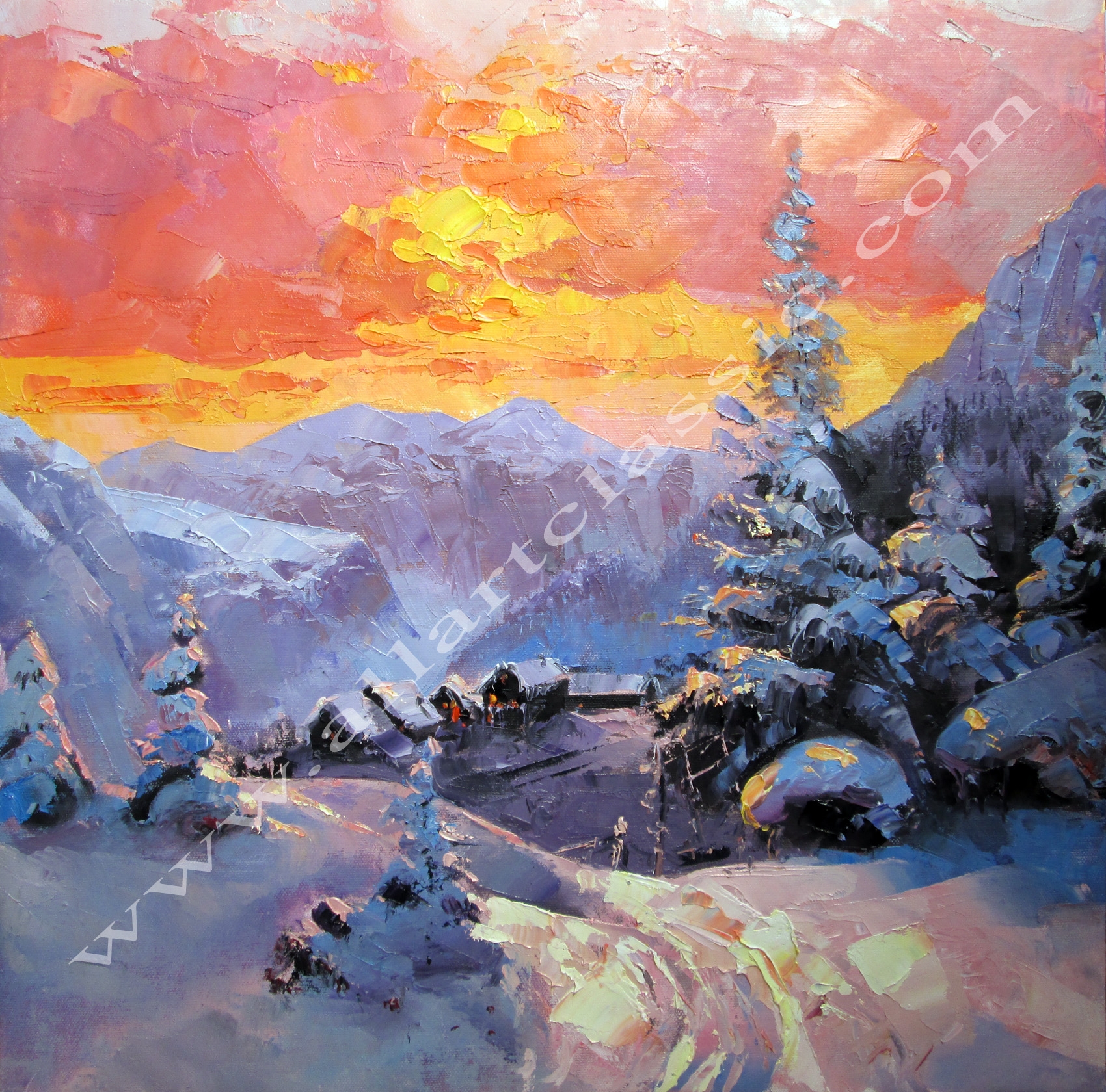 Winter Landscape Original Oil Painting