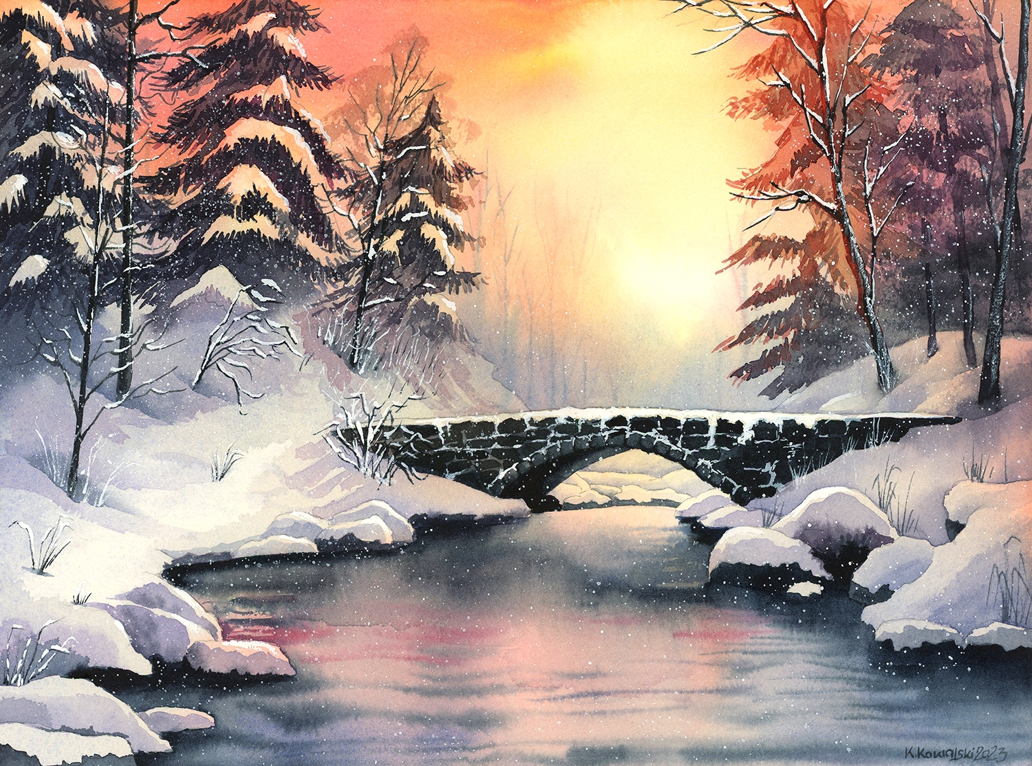 Winter Watercolor Painting Tutorial Create Serene Winter Scene